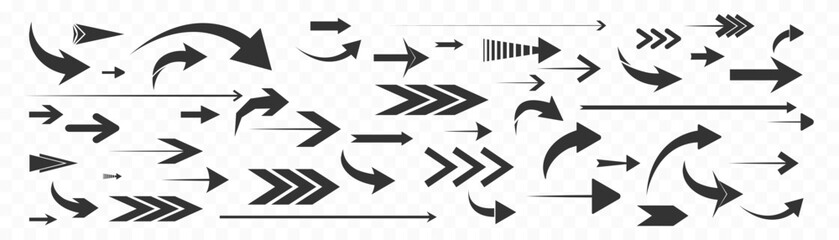Arrow icon set. Colored arrow symbols. Arrow of different types. Arrow isolated vector graphic elements.