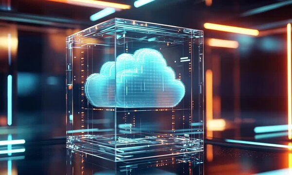 Cloud Storage, Cloud Technology Concept. Looping. Animated Background / Wallpaper. VJ / Vtuber / Streamer Backdrop. Seamless Loop.