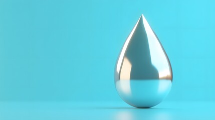 Fototapeta premium Reflective Silver Drop Minimalist 3D Render