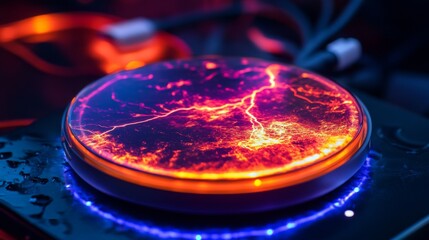 Wireless charger icons. Wireless charging battery. Battery charge sign with lightning and waves. Electromagnetic charger icons. Vector illustration.