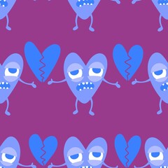 Winter hearts anti 14 February seamless valentines love pattern for wrapping paper and fabrics and linens and kids clothes print