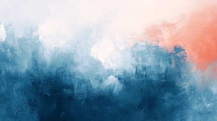 Abstract Blue and Peach Textured Painting
