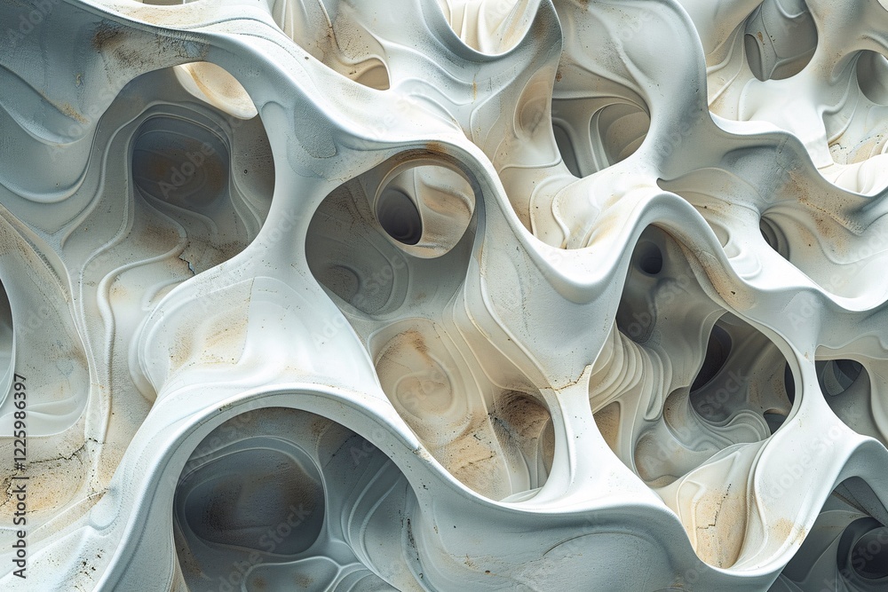 Aufkleber 3d illustration of an abstract organic form with smooth wavy surface is flowing and transforming