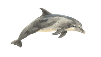 Obraz premium Dolphin Swimming Gracefully Through the Ocean Waters Illustrating Natural Marine Beauty - Vintage Illustration, Isolated on White Transparent Background, PNG