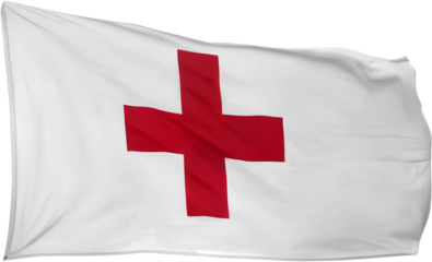 waving flag of the  red cross