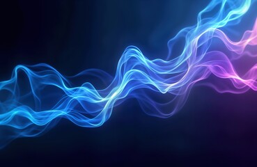 Obraz premium Dynamic abstract swirling lines of electric blue, purple smoke create vibrant futuristic visual. Lines flow across dark background. Intense colours, hypnotic motion create dreamlike, mystical