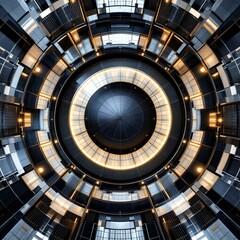 Naklejka premium Futuristic Circular Structure: Abstract Design of a Modern Technological marvel