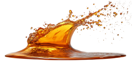 Liquid Burst: A captivating image of amber liquid splashing into a pool, capturing the dynamism and beauty of a liquid's motion. The splash forms an elegant arc.