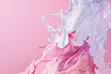 Pink and white paint splashes merging against a soft pink backdrop