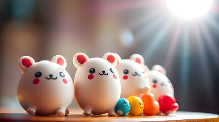 Obraz premium High-resolution stock photo of cute objects, bright lens flare, vibrant colors, light streaks, commercial, professional quality