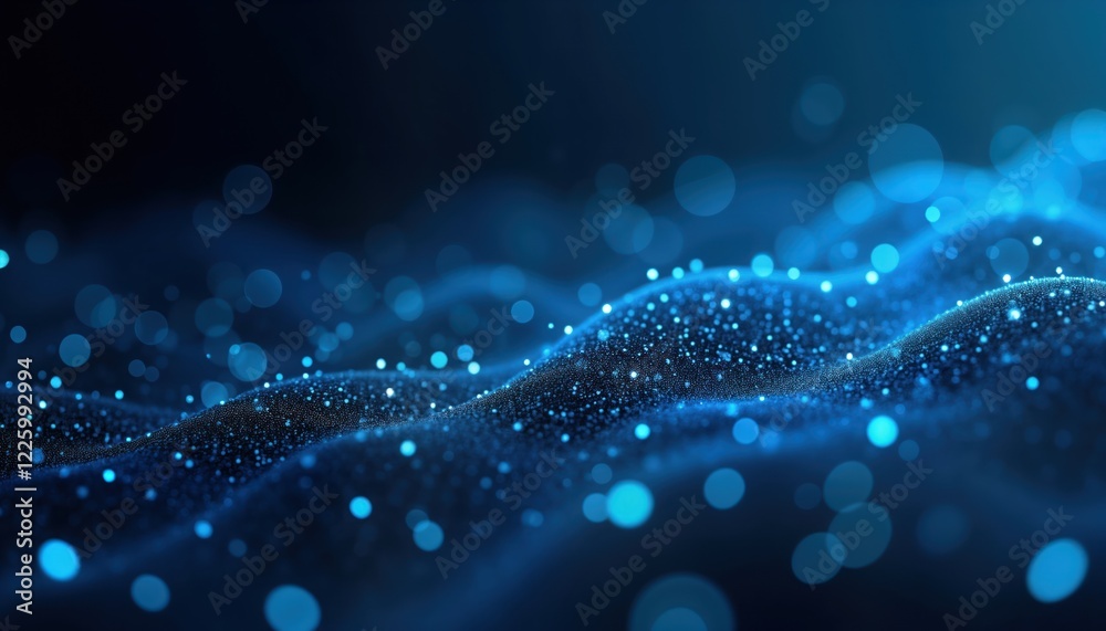 Aufkleber abstract tech background. interconnected dots, lines on blue geometric backdrop. wave patterns creat