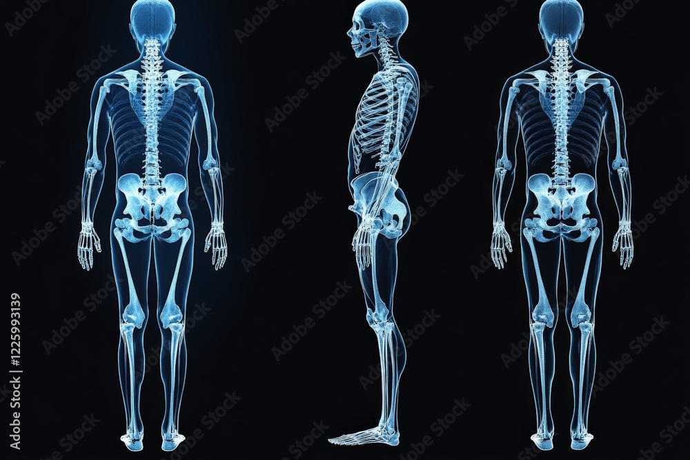 Leinwandbilder detailed x-ray images showing human skeletal structure from multiple angles in a clinical setting