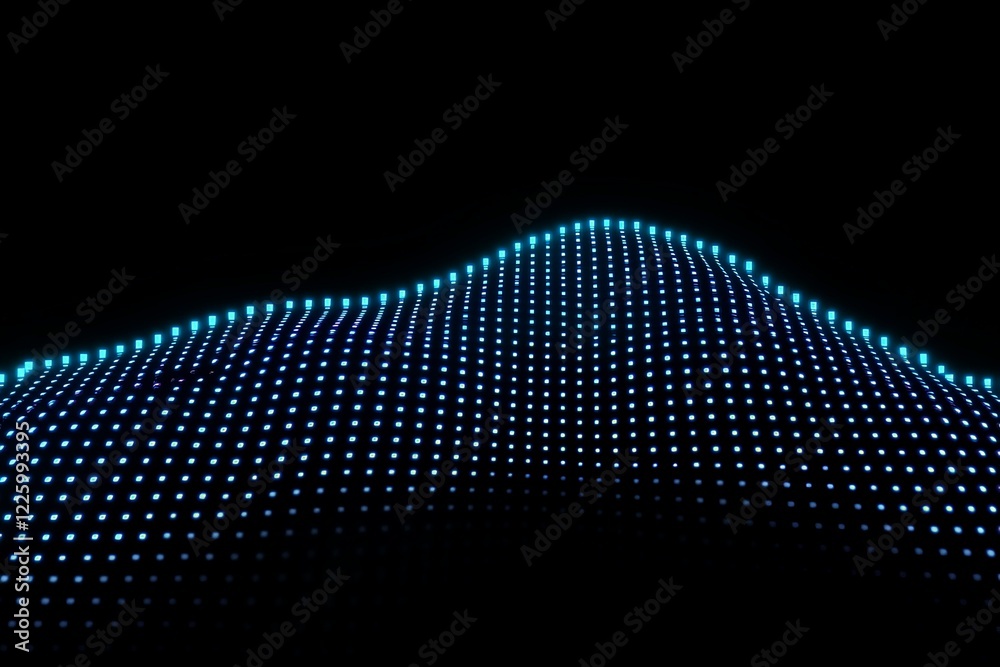 Poster vibrant blue light pattern creates a wave-like effect against a black background showcasing digital 
