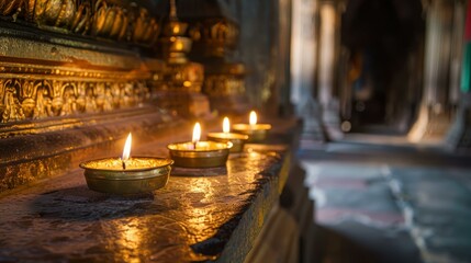  Golden temple lanterns during traditional Chinese celebration casting warm glow in Asia's cultural ambiance