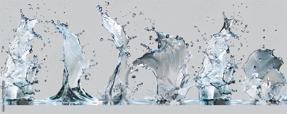 Poster Splashing water creating gorgeous patterns against a gradient backdrop
