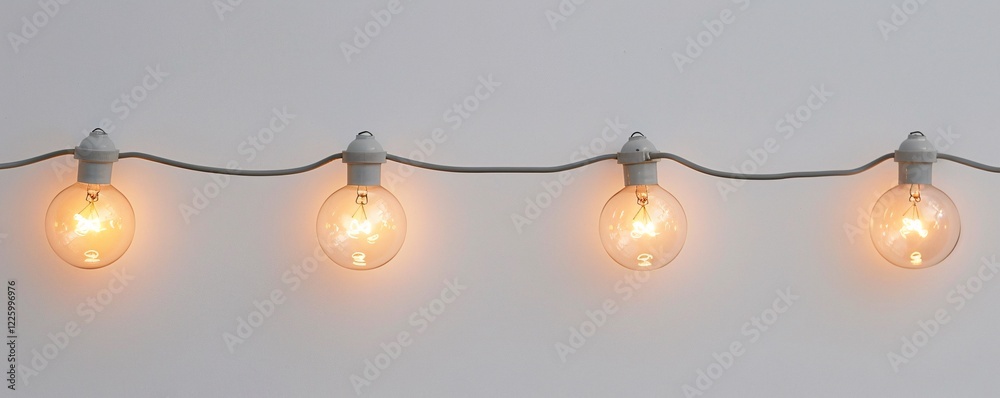 Aufkleber retro style round light bulbs create a warm and cozy atmosphere as they glow on a white background