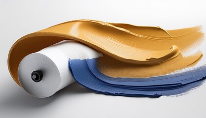 Vibrant and Textured Closeup of Rolled Acrylic Paint Artwork, Showcasing a Colorful Spectrum against a Clean White Background, Ideal for Inspiring Aspiring Painters or Adding Visual Interest to