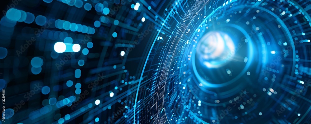 Poster digital tunnel effect showcasing rapid data transfer