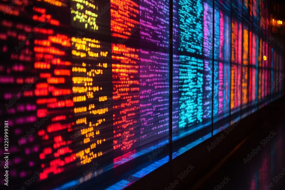 Aufkleber Vibrant array of illuminated digital displays showcasing data analytics at a tech conference