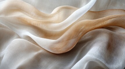 Obraz premium Soft Draped Beige And White Sheer Fabric