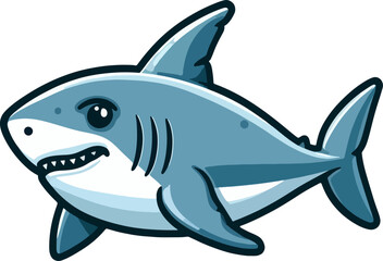 Fototapeta premium cute cartoon vector shark isolated on the white background 