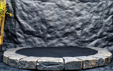 Circular Stone Platform Product Display Dark Background