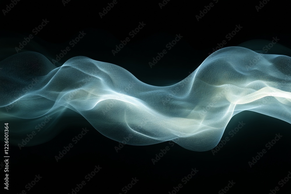 Aufkleber ethereal waves of light flowing gracefully in a dark atmosphere during an abstract art exploration