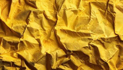 Vintage Charm Aged, Crumpled Yellow Paper Backdrop Radiating Textural Rusticity and Echoing the Timeless Allure of Antiquated Parchment