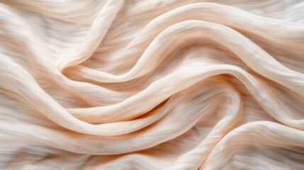 Obraz premium Soft, crumpled linen fabric in a natural hue creates an organic and airy background, perfect for any project.