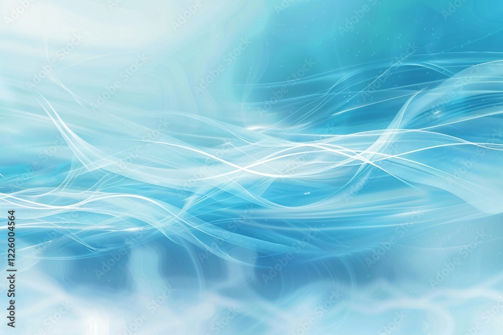 Poster abstract blue background with wavy lines flowing and glowing, ideal for technology or science relate