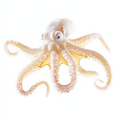 Obraz premium Pale Octopus in Mid-Air, Isolated.