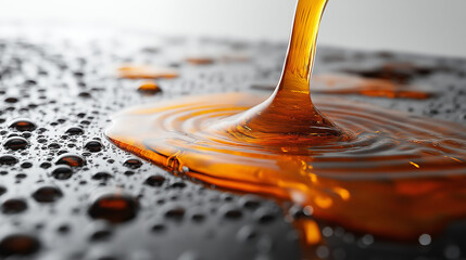 Honey Drizzle:  A close-up of a golden honey stream cascading onto a textured surface, creating mesmerizing swirls and droplets.