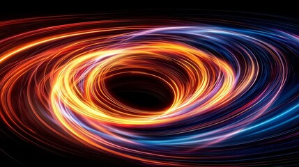 Spinning neon lights in blurred motion, forming a vibrant, abstract windmill-like pattern with a modern, dynamic feel