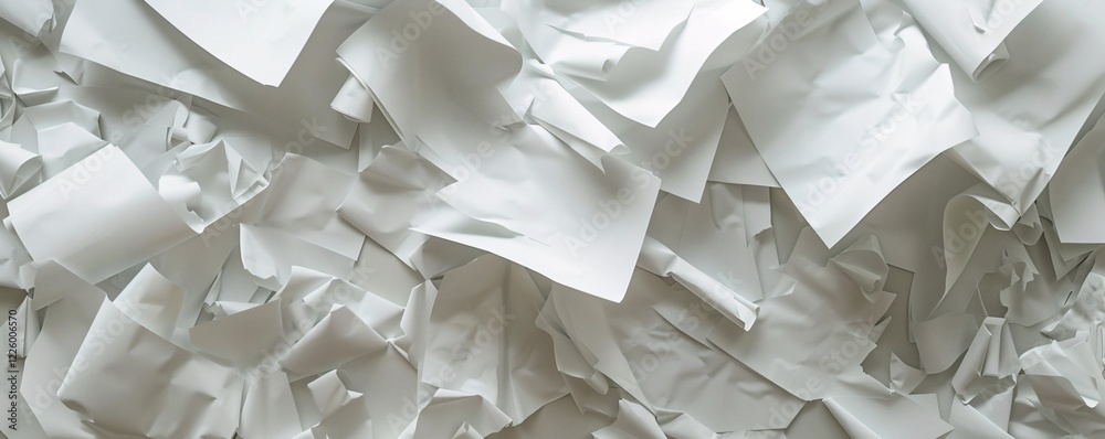 Poster chaotic abstract background created by crumpled white paper texture