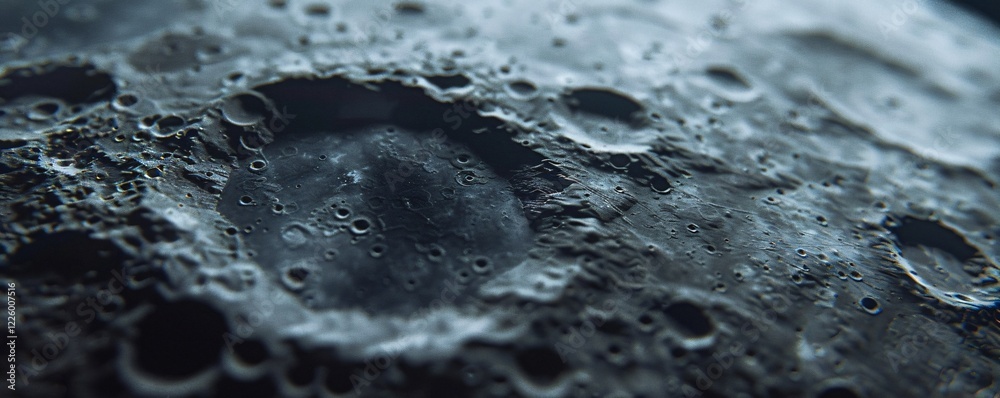 Aufkleber illustration of the moon's surface with a focus on craters of different sizes