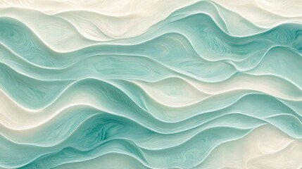 Abstract Teal and Cream Wavy Pattern Design
