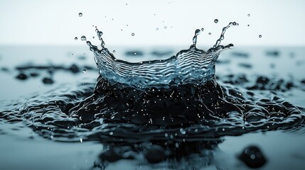 Water droplet splash crown, studio, background, purity, advertisement