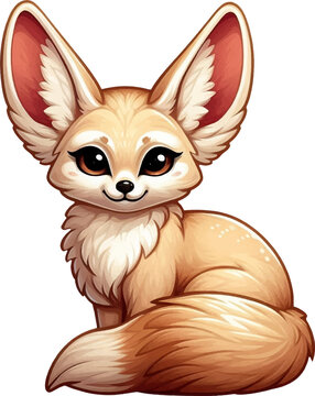 cute cartoon vector fenek fox isolated on the white background 