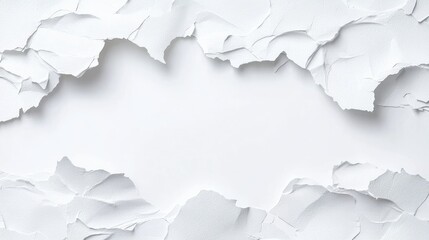 Obraz premium Torn paper frame, white background, copy space, design element