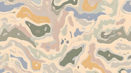 Abstract Beige, Green, and Orange Swirl Pattern Seamless Texture