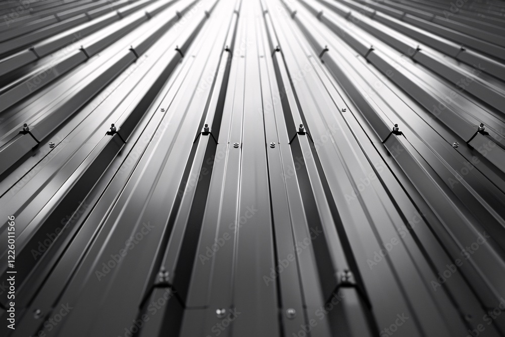 Poster Repetitive vertical lines on a metal wall creating a pattern