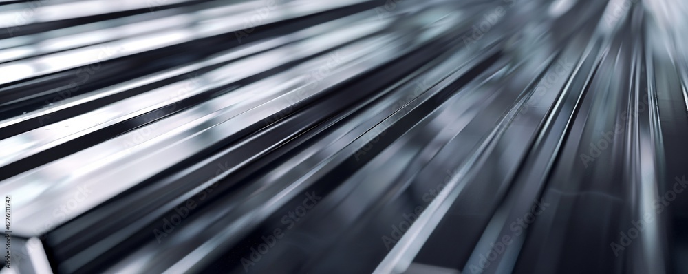 Aufkleber dynamic perspective created by polished metal bars in abstract background