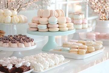 A tiered dessert tray holding an assortment of cookies. Generative AI