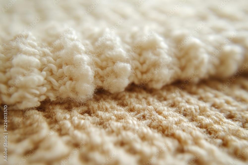 Aufkleber Close-up view of textured knitted fabrics showcasing intricate patterns and soft colors in natural light