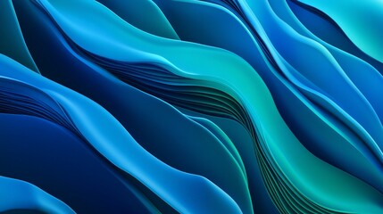 Obraz premium Abstract blue and teal fluid waves with smooth gradients and layered structure for a modern design