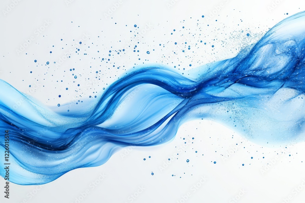 Aufkleber flowing blue waves with vibrant splashes create an abstract representation of water movement and ene