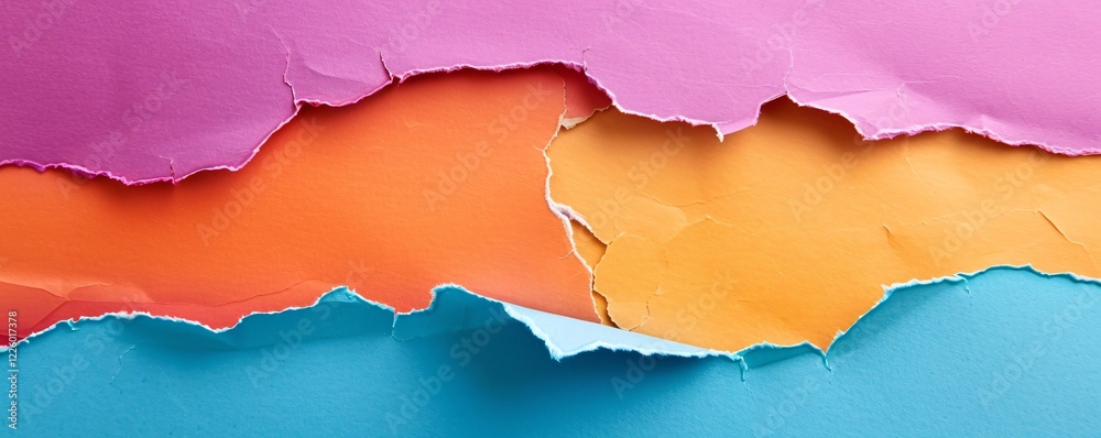 Leinwandbilder vibrant and dynamic composition with colorful torn paper layers on abstract background