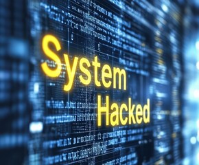 Obraz premium System hacked alert displayed on a digital interface with code background