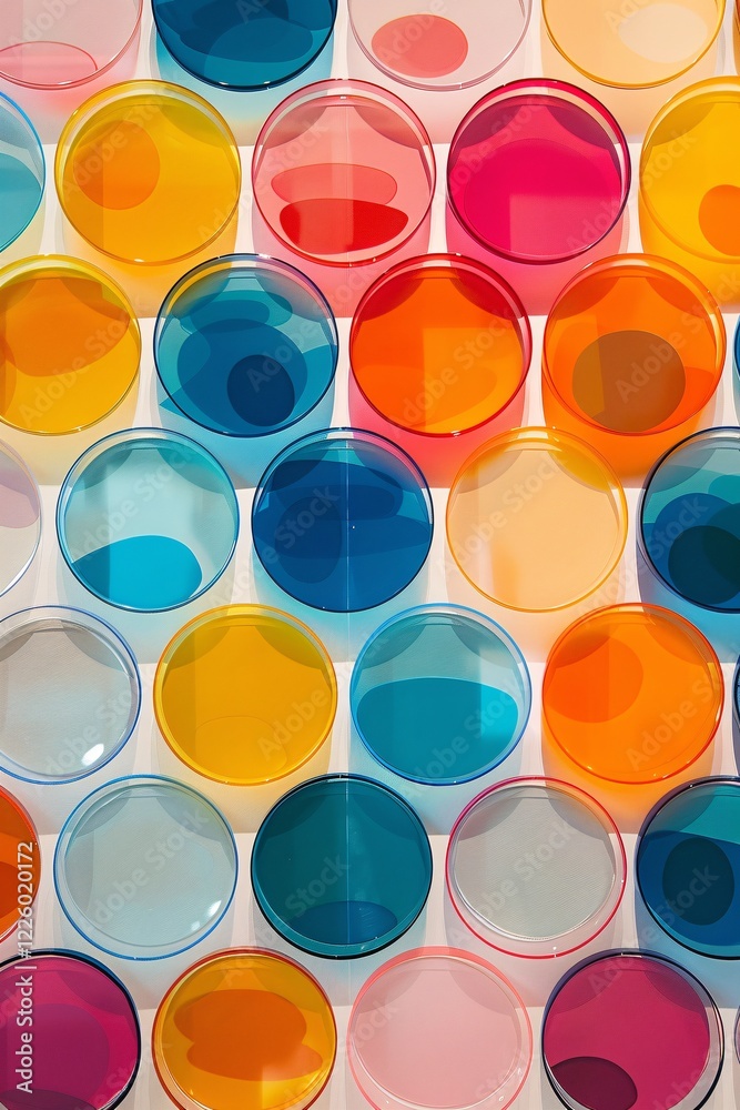 Aufkleber Vibrant translucent circles form a contemporary abstract backdrop with a textured appearance