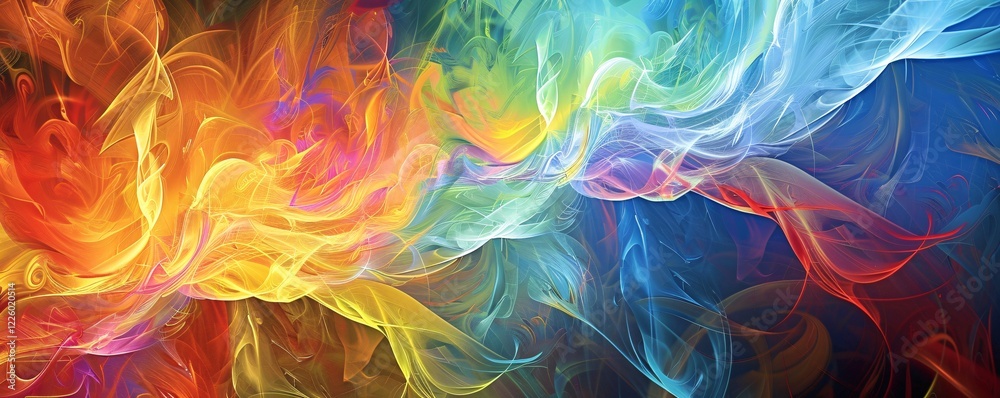 Poster abstract smoke creates stunning rainbow background with textured effect